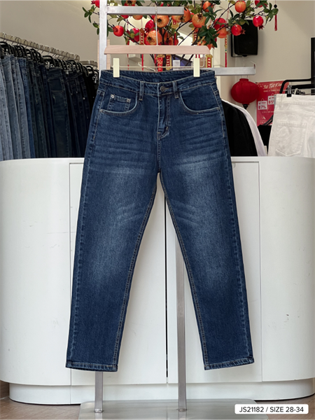 Quần Jean dài Slim Fit xanh đậm wash 21182