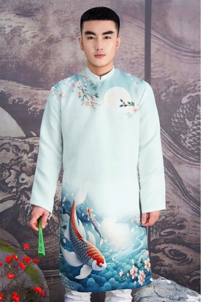 Áo Dài - Nguyệt Chiếu Đào Liên - Song Ngư Hý Thủy