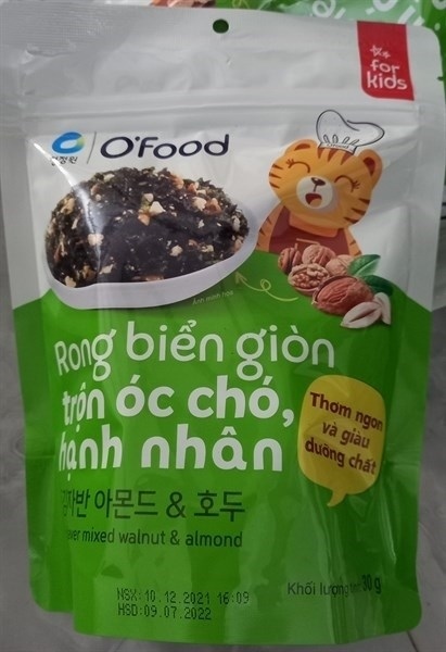Rong biển giòn trộn hạt óc chó hạnh nhânOfood gói 30g