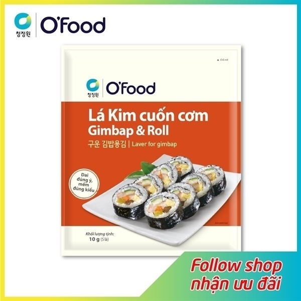 Lá kim cuốn cơm Gimbap& Roll 5 lá O'food gói 10g
