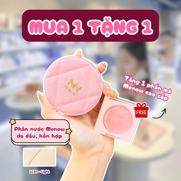 (VAT) Phấn Nước Menow Da dầu, hỗn hợp - LC01 Light