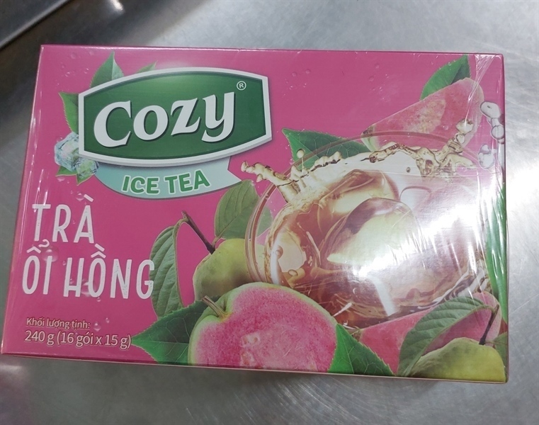Trà Cozy icetea ổi hồng tan 240g 16 gói x 15g