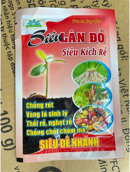 Phân bón Siêu Lân Đỏ (siêu kích rễ, hạ phèn, chống rét, thối rể, vàng lá) - 50 gr