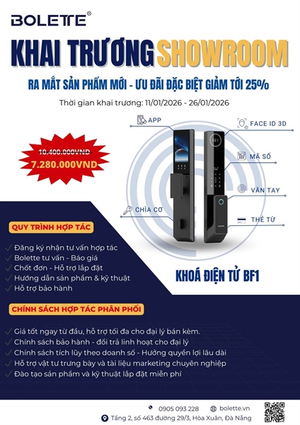 Khoá thông minh cửa gỗ BF1, nhận diện khuôn mặt màu đen