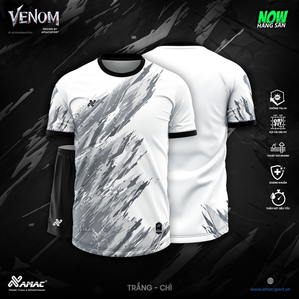 Bộ bóng đá Amac Venom - Trắng xám