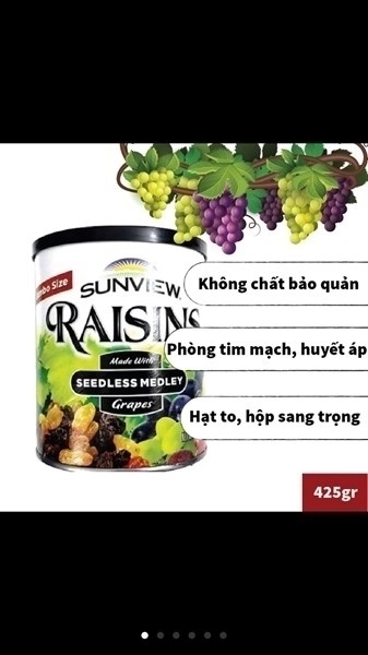 Nho khô Mỹ Sunview Raisins hộp 425GR