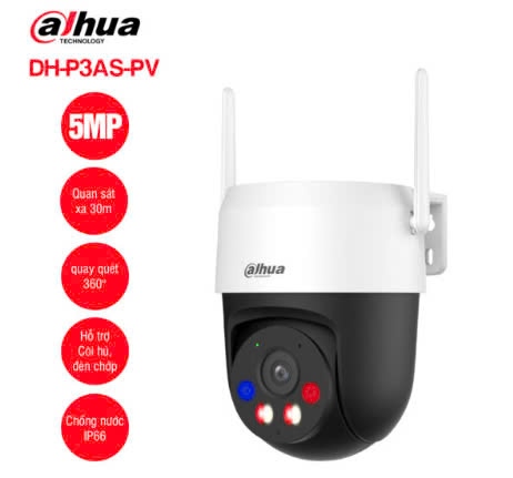 Mắt CAM Wifi Dahua DH-P5AS-PV 5MP ( 30m, xoay 360, đàm thoại)