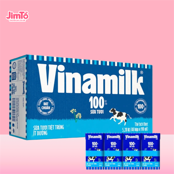 Sữa tươi tiệt trùng Vinamilk ít đường Lốc 4x110ml (1Y+)
