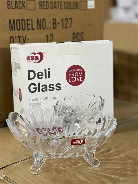 Bộ Bát Thủy Tinh 3 Chân Màu Trắng P34A 23cm (Thùng 18)