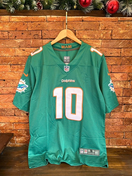 Áo NFL Miami Dolphins - Số 10 - Xanh ngọc chữ trắng viền cam