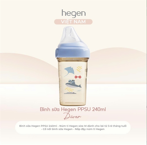 Bình sữa Hegen PPSU 240ml Blue – Diver