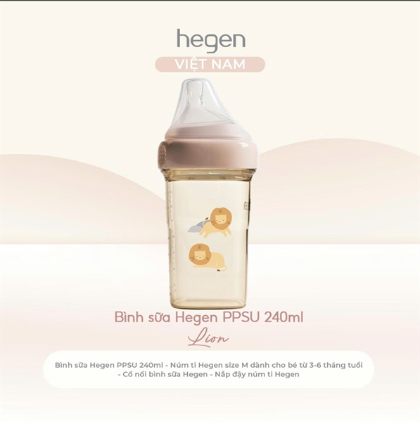 Bình sữa Hegen PPSU 240ml Pink – Lion