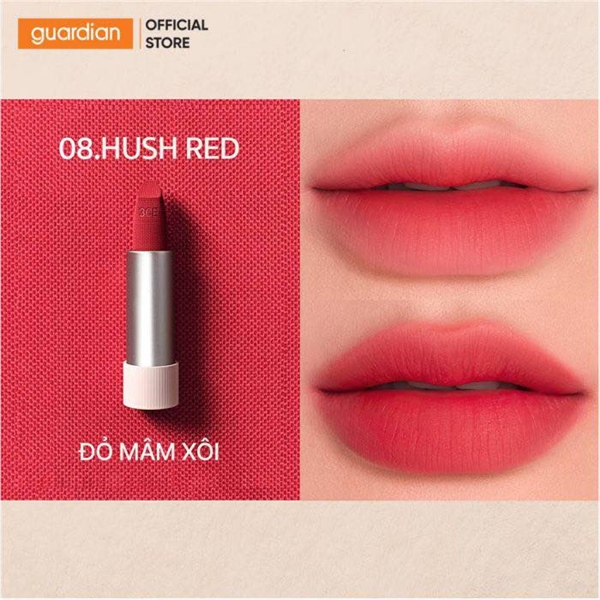 Son thỏi mềm môi 3CE - 08 HUSH RED (VAT)