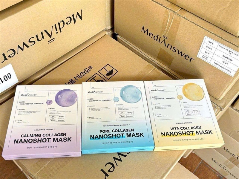 Mặt nạ MediAnswer tím hộp 5 miếng hàng công ty