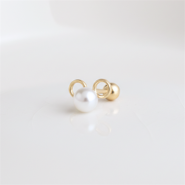 14k (58.5%) Solid Gold Pearl Hollow Piercing