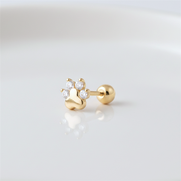 14k (58.5%) Solid Gold Dog Paw Piercing