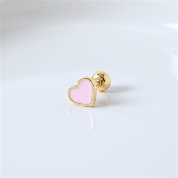 14k (58.5%) Solid Gold Enamel Heart Piercing