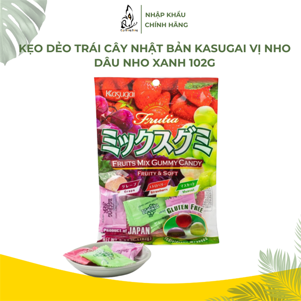 Kẹo dẻo Kasugai trái cây vị nho dâu.nho xanh
