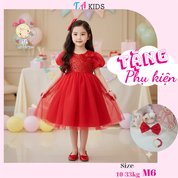 M6 (10-33kg) Váy đỏ kim sa