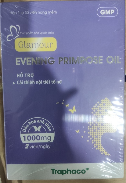 Dầu Hoa Anh Thảo EVENING PRIMROSE OIL (Glamour) Hỗ trợ cải thiện nội tiết tố nữ 1000mg (Hộp 1 lọ 30viên) - Houston