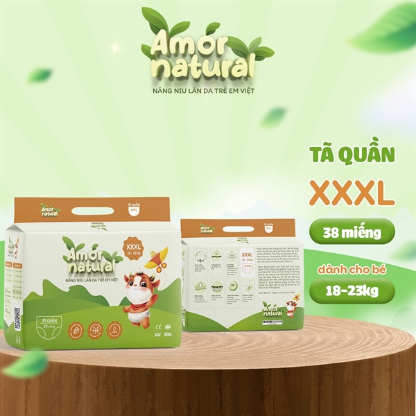Tã quần Amor Natural size 3XL (Bịch 38 cái, kiện 8 bịch)