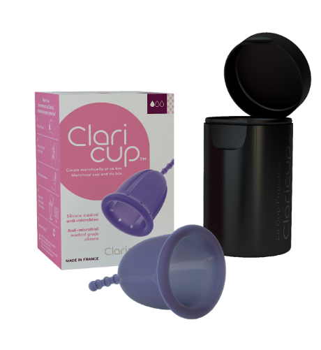 Cốc nguyệt san silicone Claricup size 1 (màu tím kháng khuẩn 20,2ml) - Pháp
