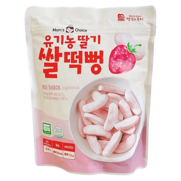 Bánh gạo ăn dặm thanh dẹt Moms Choice vị Dâu (Gói 25g)