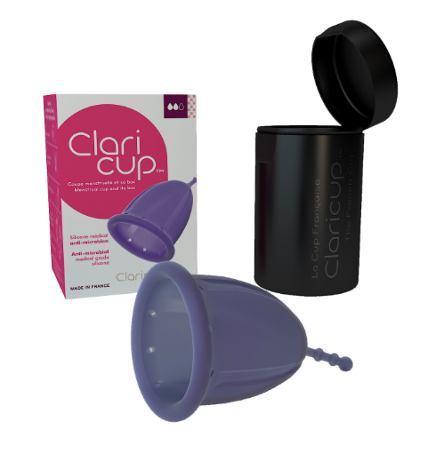 Cốc nguyệt san silicone Claricup size 2 (màu tím kháng khuẩn )29,5ml) - Pháp