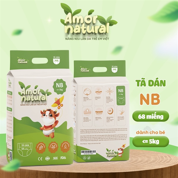 Tã dán Amor Natural size NB (Bịch 68 cái)