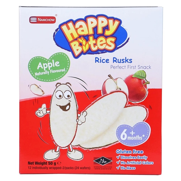 Bánh gạo ăn dặm Happy Bite vị Táo (Hộp 12 gói)