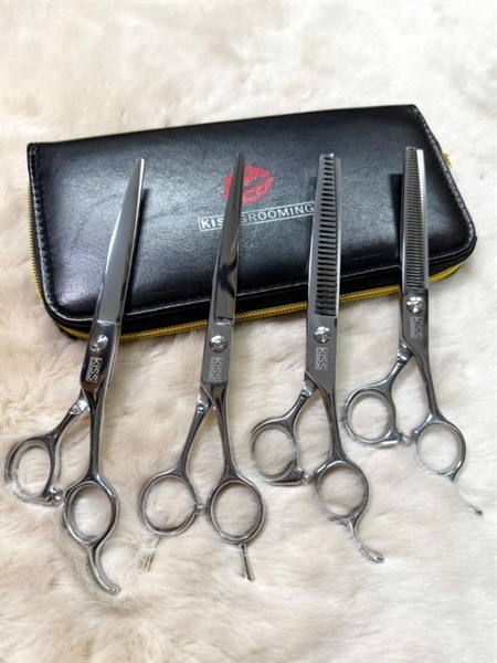 Bộ 4 kéo cắt lông thú cưng, Hiệu Kiss Grooming, Model: KS-23KIT-VN
