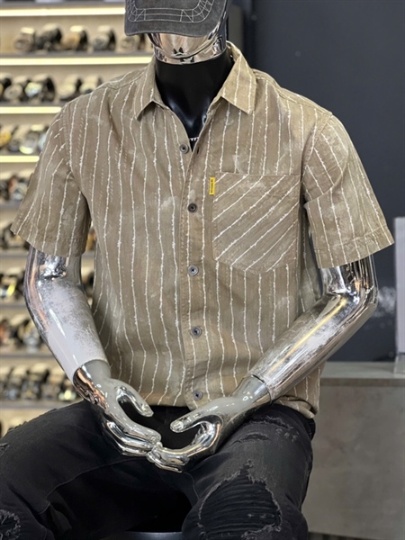 SM tay ngắn- from Boxy-QCY888 sọc loang 1 túi Nâu