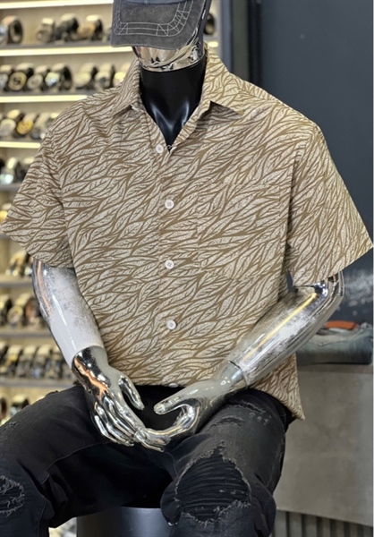 SM tay ngắn- from Boxy-QCY910 họa tiết lá Nâu