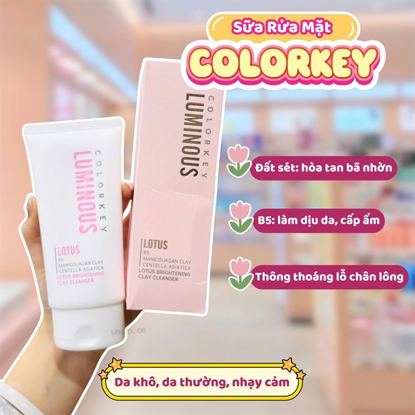(VAT) Sữa rửa mặt đất sét Colorkey hồng