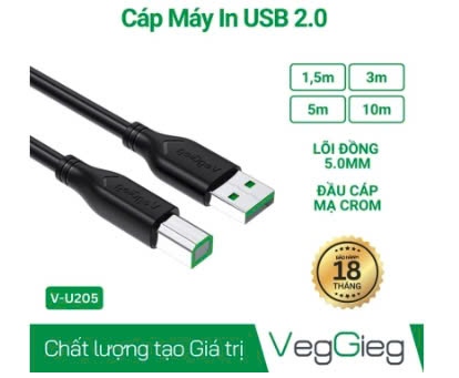 Dây USB máy in 10m Veggieg VU208 (3T)(FV)