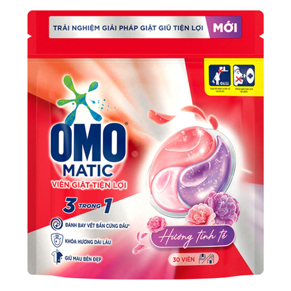 Túi 30 viên giặt tiện lợi OMO matic 3 trong 1 hương tinh tế túi 315g
