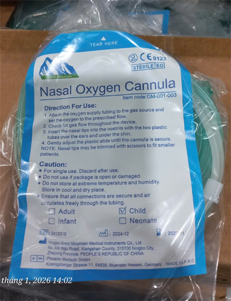 Dây thở oxy 2 nhánh trẻ em - Greatmoutain/Trung Quốc (Mới) 2