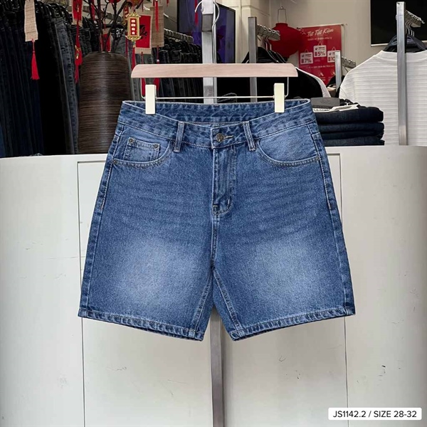 Quần Jean short Cotton ống đứng màu xanh 1142.2