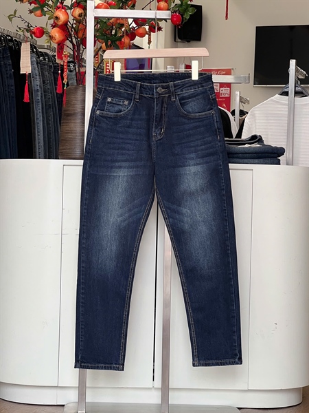 Quần Jean dài Slim Fit xanh đậm wash 21181