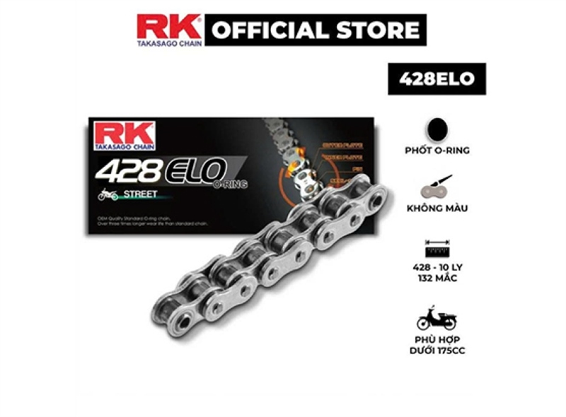 Sên RK428ELO (132) Phốt O Ring Không màu 10ly