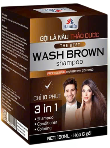 Dầu gội Nâu thảo dược Wash Black shampoo (Hộp 6 gói x 25g)