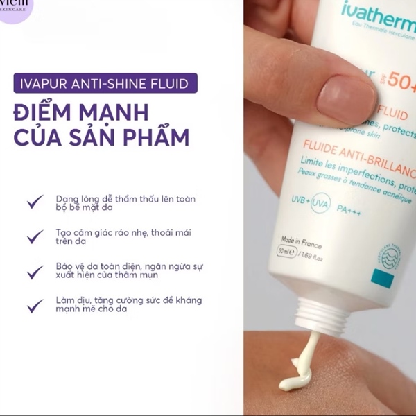 Kem chống nắng kiềm dầu IVATHERM Ivarpur SPF50+ cho da dầu mụn