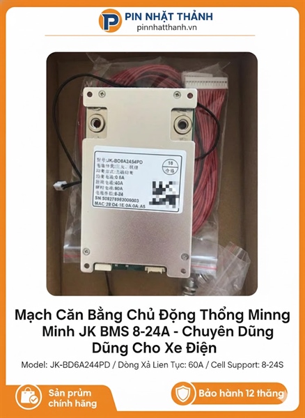 Mạch BMS JK 8S-24S 60A Smart BMS - Cân Bằng Chủ Động 0.6A - Chuyên Cho Pin Xe Điện LiFePO4/Li-ion/LTO