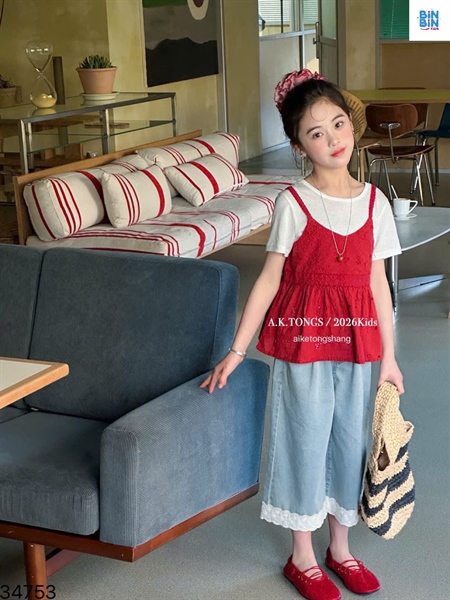 34753- Set bộ yếm 3CT Tđỏ trắng