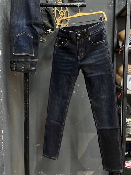 Jean Dài -QCSC- 2580 xanh túi thêu hoa chữ thập