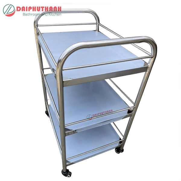 Xe đẩy thức ăn inox 3 tầng