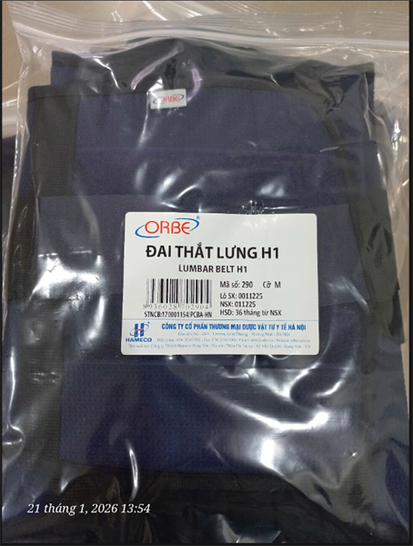 Đai thắt lưng H1 cỡ M - TM Dược VTYT Hà Nội