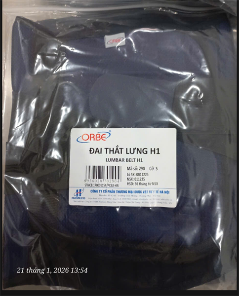 Đai thắt lưng H1 cỡ S - TM Dược VTYT Hà Nội