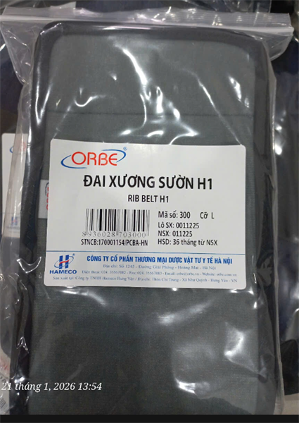 Đai xương sườn H1 cỡ L - TM Dược VTYT Hà Nội