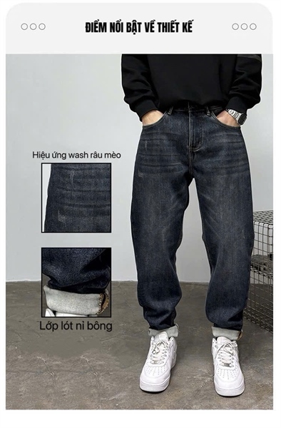 Jean Dài QCCC- M9526- Xanh lót lông nhẹ From straight fit